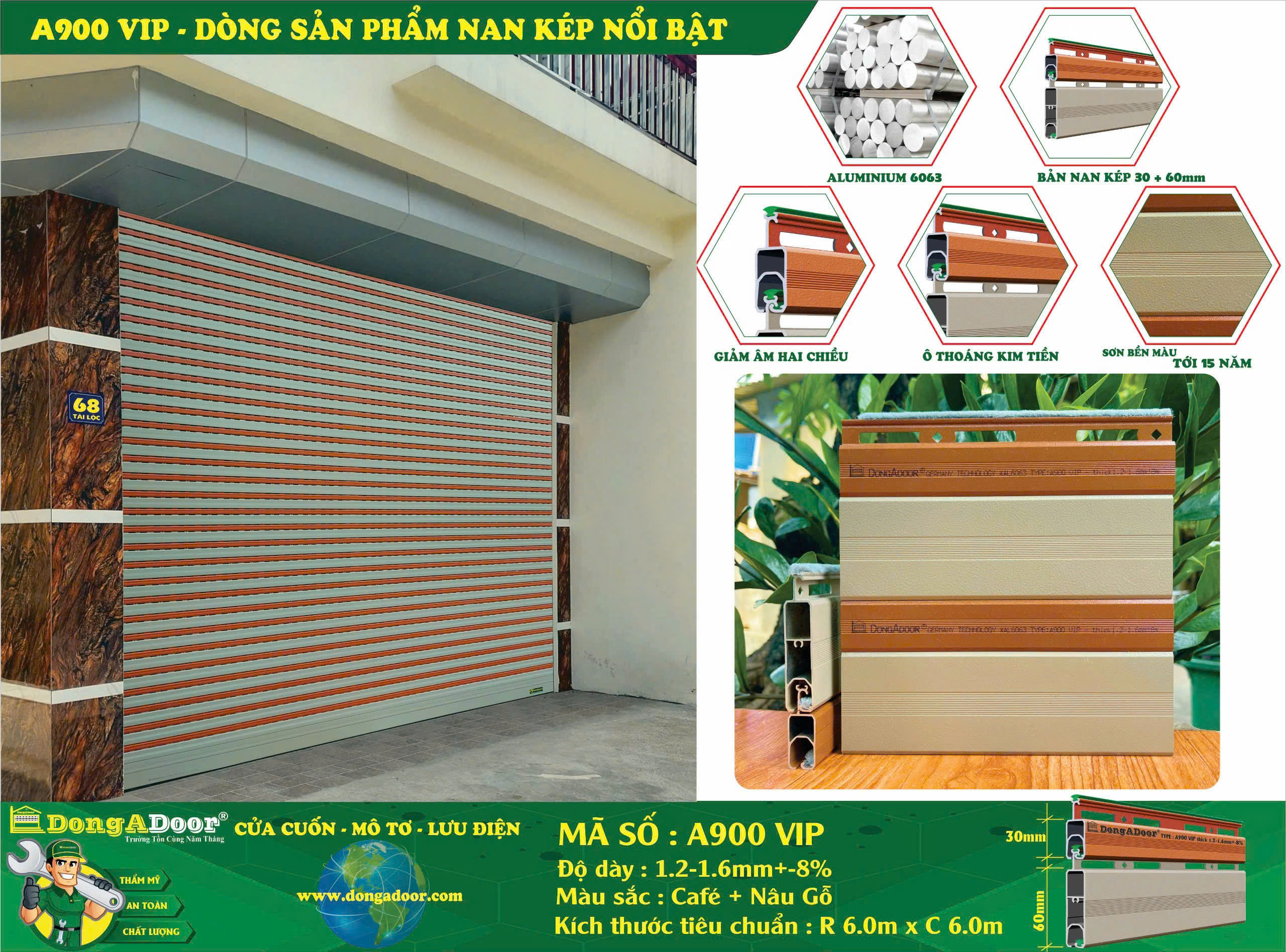 CỬA CUỐN KHE THOÁNG " A900 VIP "     HỆ NAN KÉP 2 MÀU NGHỆ THUẬT