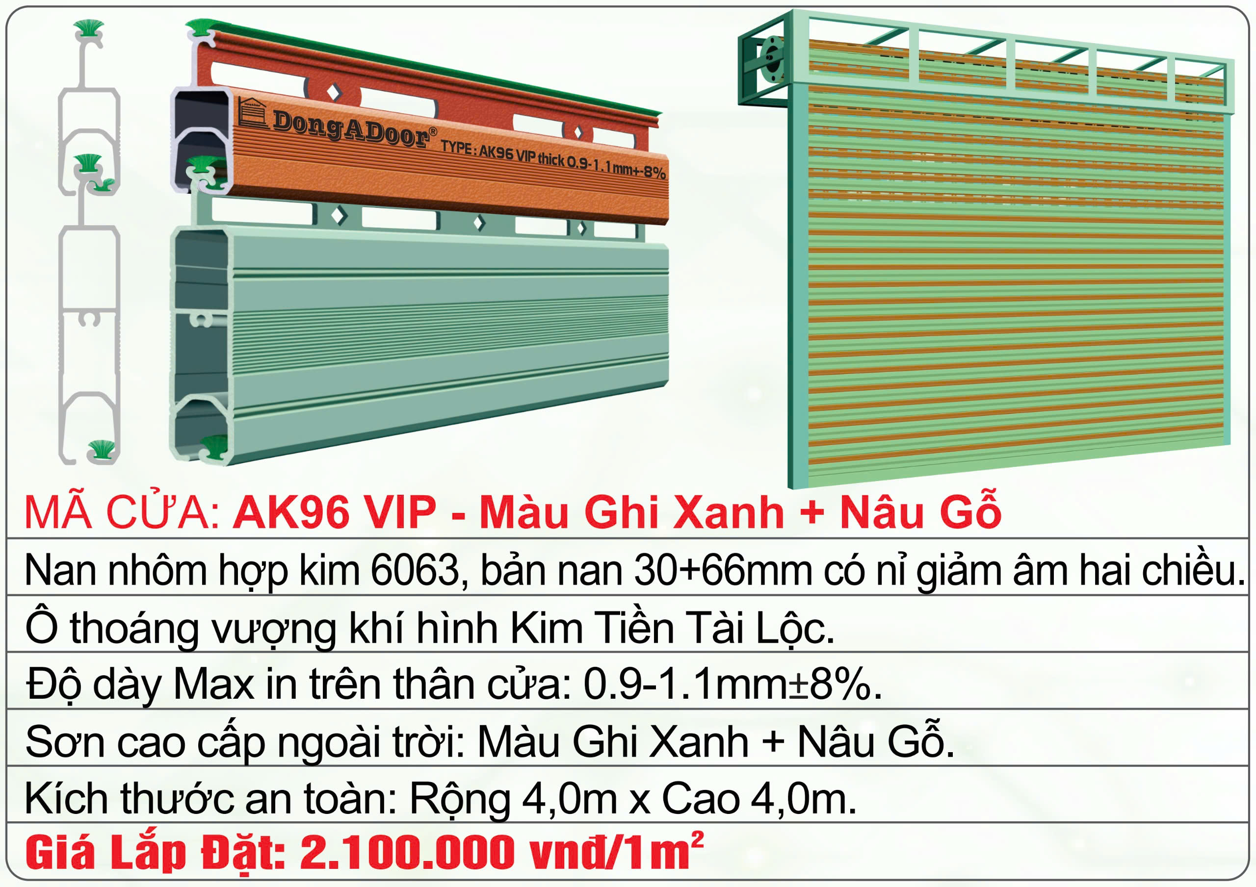 CỬA CUỐN KHE THOÁNG " AK96 VIP "    HỆ NAN KÉP 2 MÀU NGHỆ THUẬT