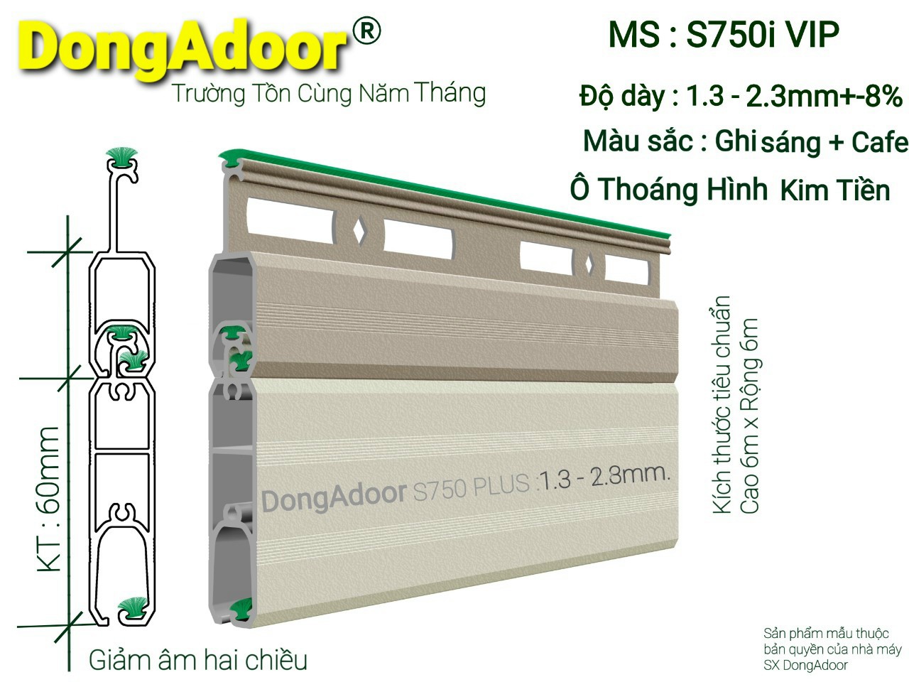 CỬA CUỐN KHE THOÁNG KIM TIỀN ĐÓN TÀI LỘC S750i 